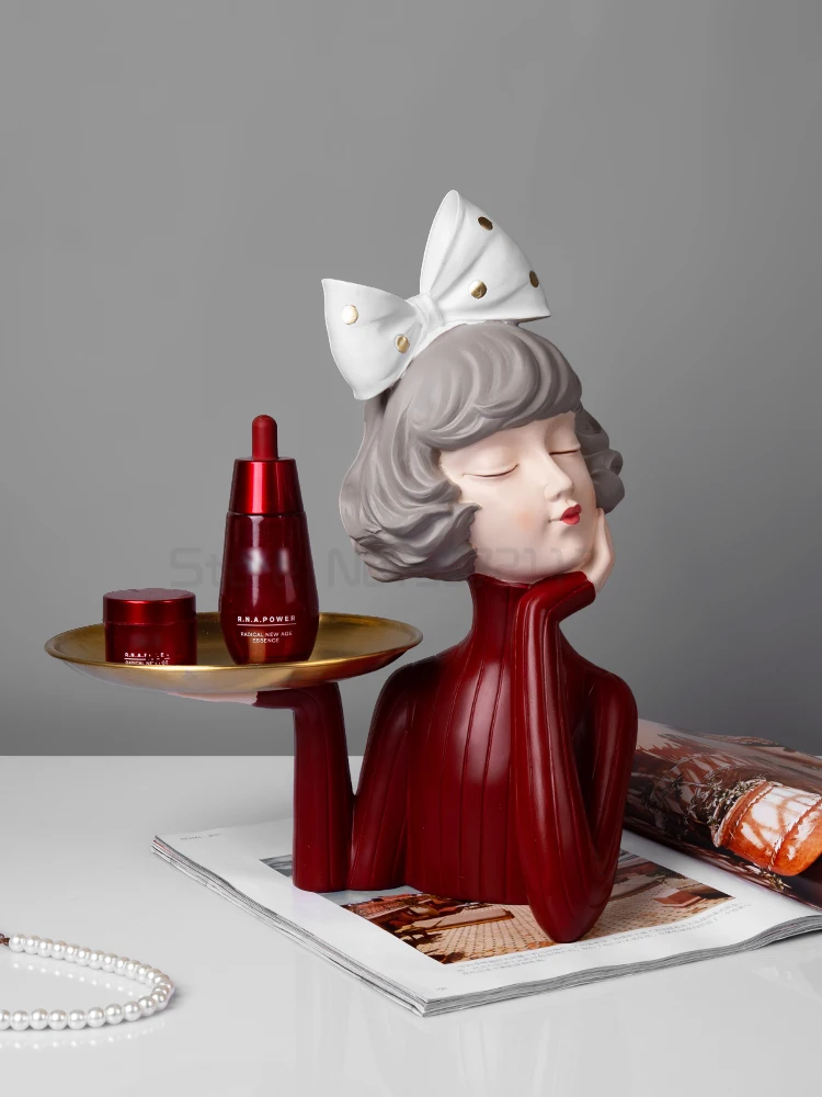 

Nordic Moden Girl Resin Art Statue Home Decoration Sculpture Home Decoration Living Room Decor Tabletop Figurines Crafts Gifts