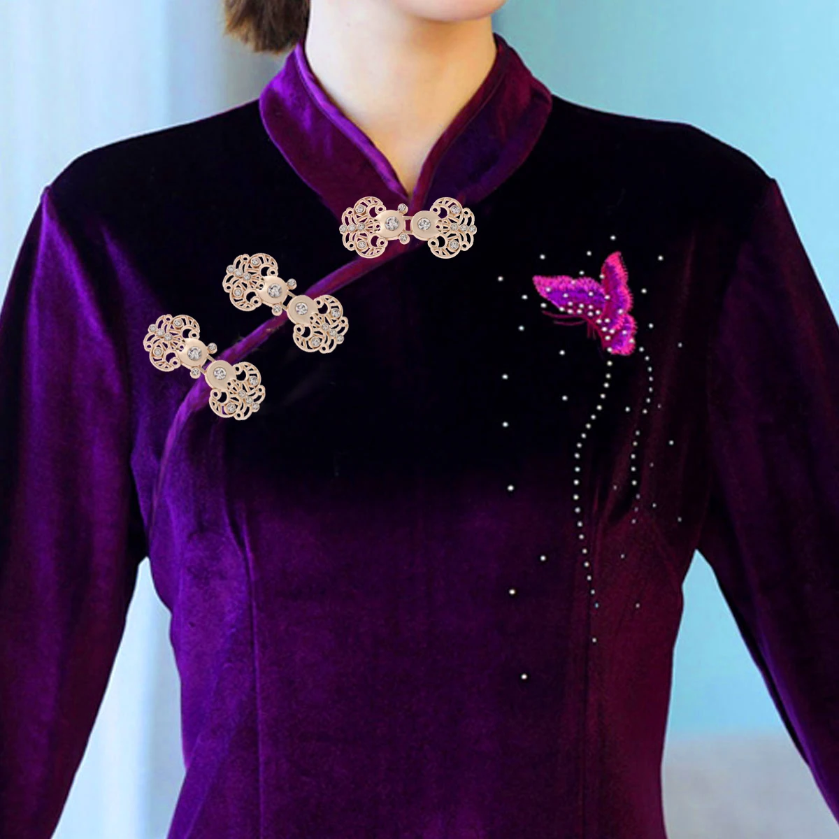 5 пар блестящих Стразы/листья в форме/китайский Cheongsam накидка или плащ Застежка
