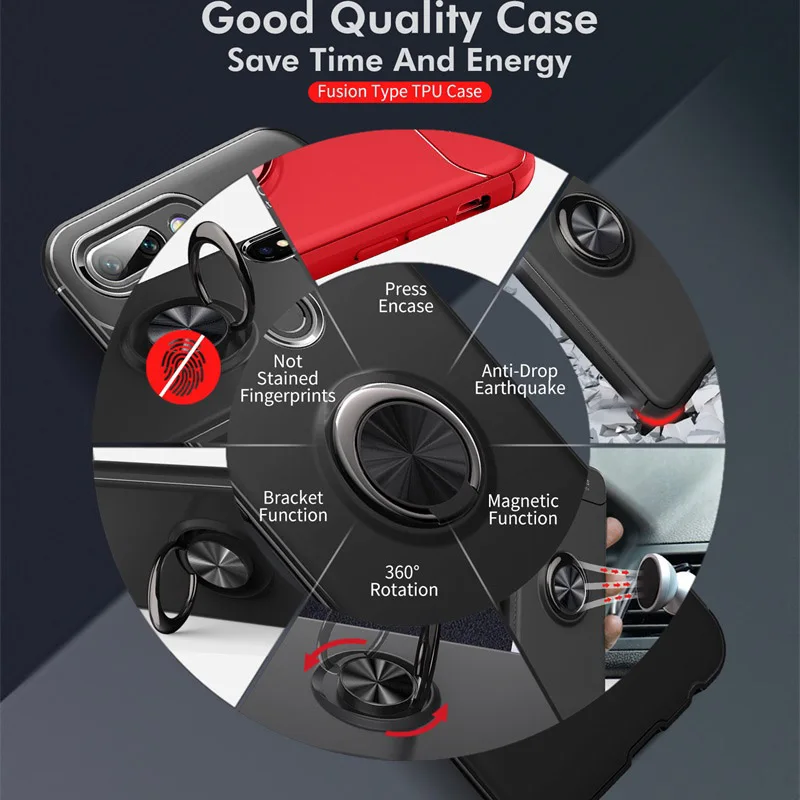 Чехол с кольцом-держателем для Huawei P Smart 2018 силиконовый | Мобильные телефоны и