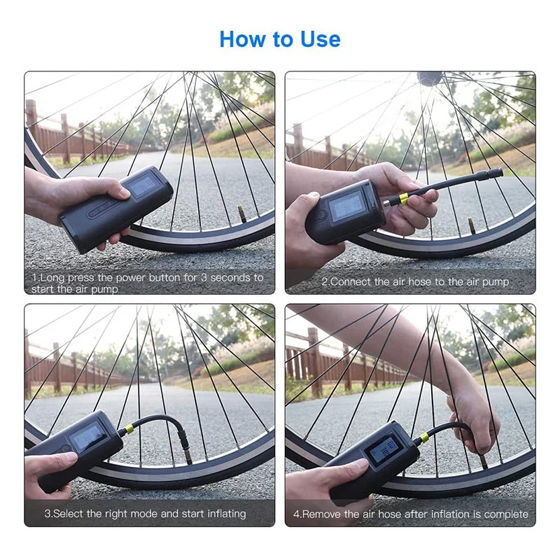 Comprar Inflador De Neumáticos Inalámbrico, Compresor De Aire Portátil, Con Manómetro Digital, Luz LED, Bomba De Aire Eléctrica, Para Bicicleta De Coche, Etc.
