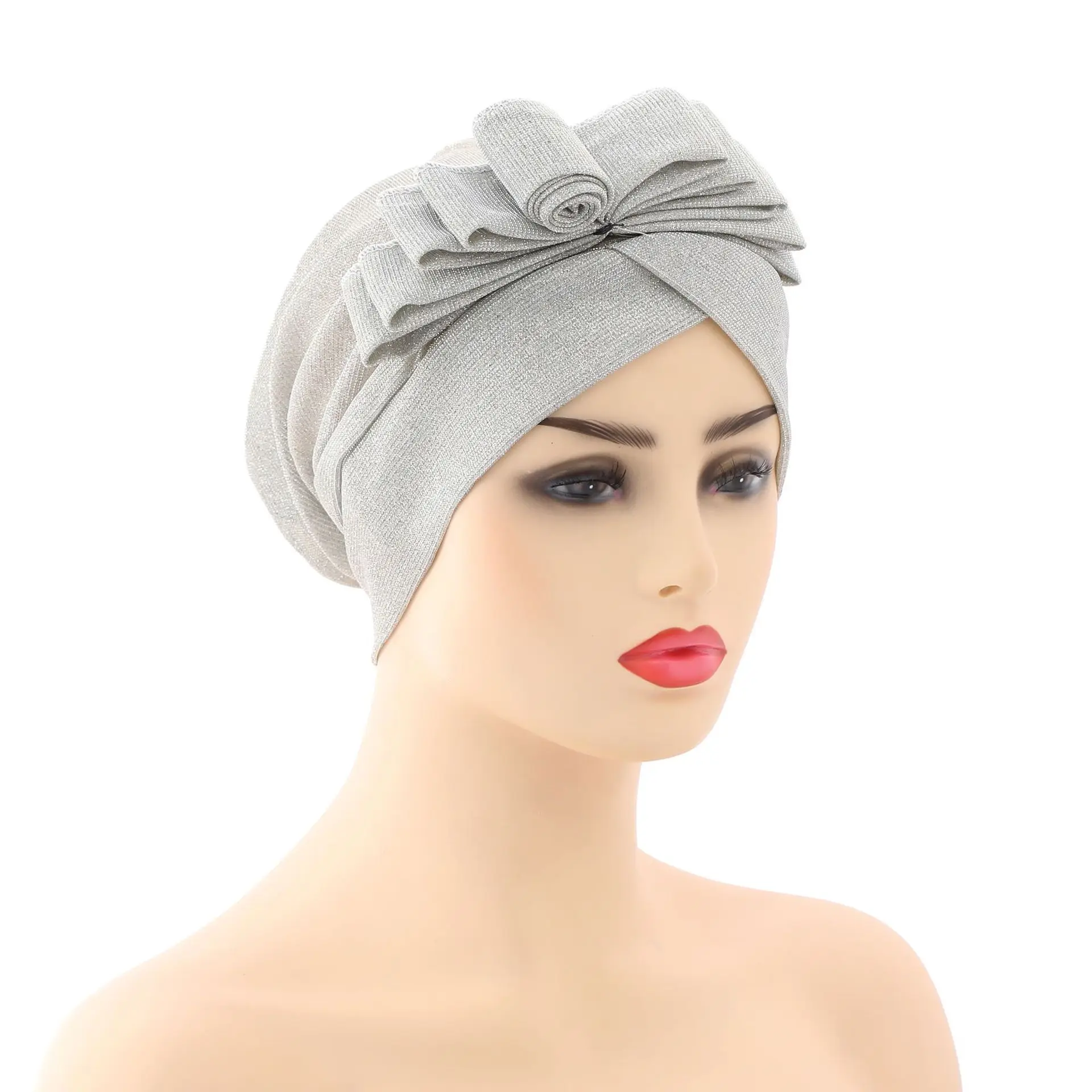 

Ethnic Chain Printed Big Flower Headscarf Bonnet Women Turban Hat Turbante Femme Musulman India Hat Islamic Head Wrap Turban