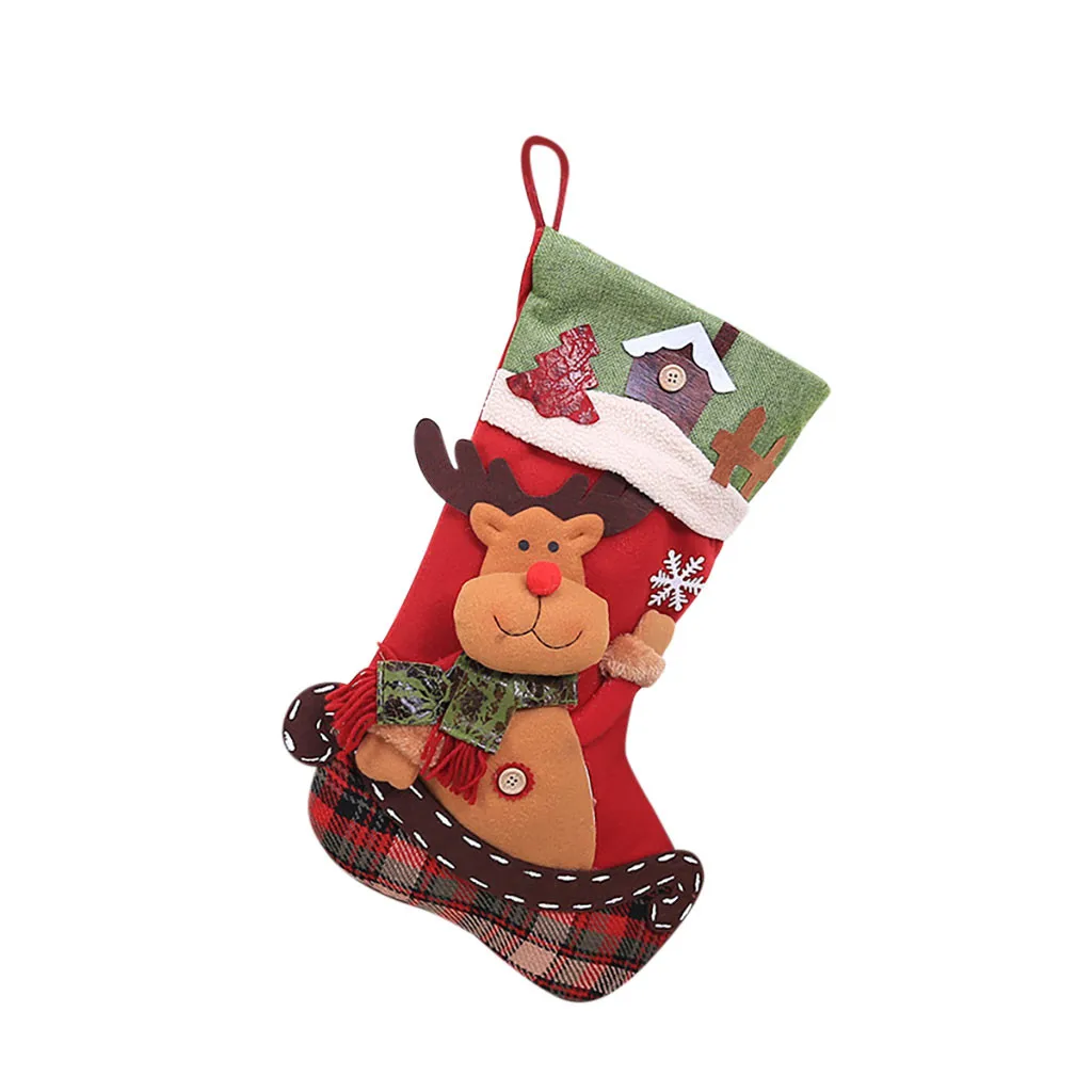 Большие рождественские носки украшения в виде елки новогодний мешок конфет