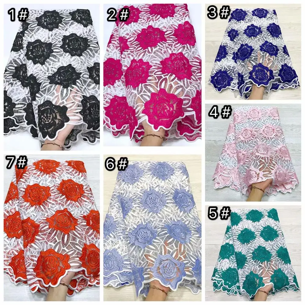 Африканские Восковые шнурки 7 цветов кружевные бусины Тюль гипюр шнур кружева