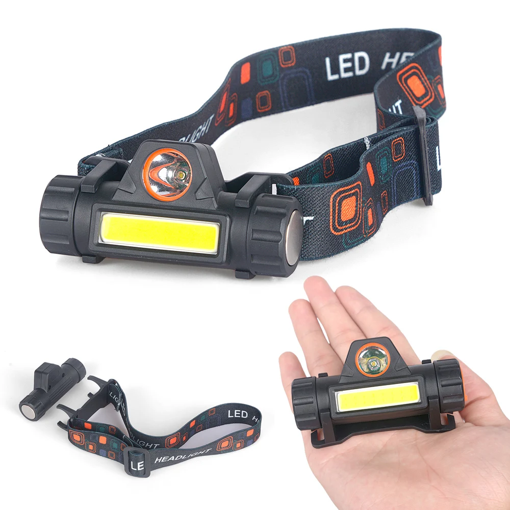 

2 Modes Built-in 18650 Battery Headlight LED Waterproof Headlamp COB Worklight Flashlight with Magnet XP-G Q5