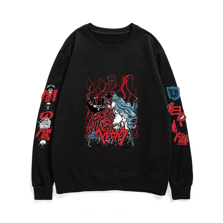 

Anime Berserk Guts Sweatshirt Men Women Crewneck Cartoon Print Pullover Cotton Unisex Tracksuit Mens Fashion All-match Pullovers