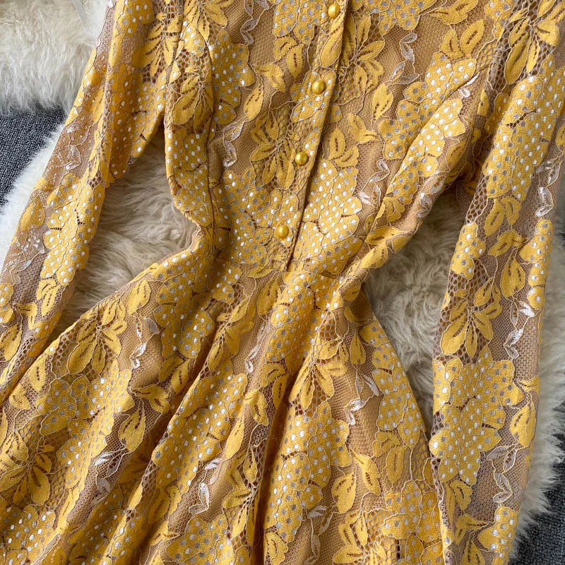 Женское кружевное платье средней длины Элегантное повседневное в европейском