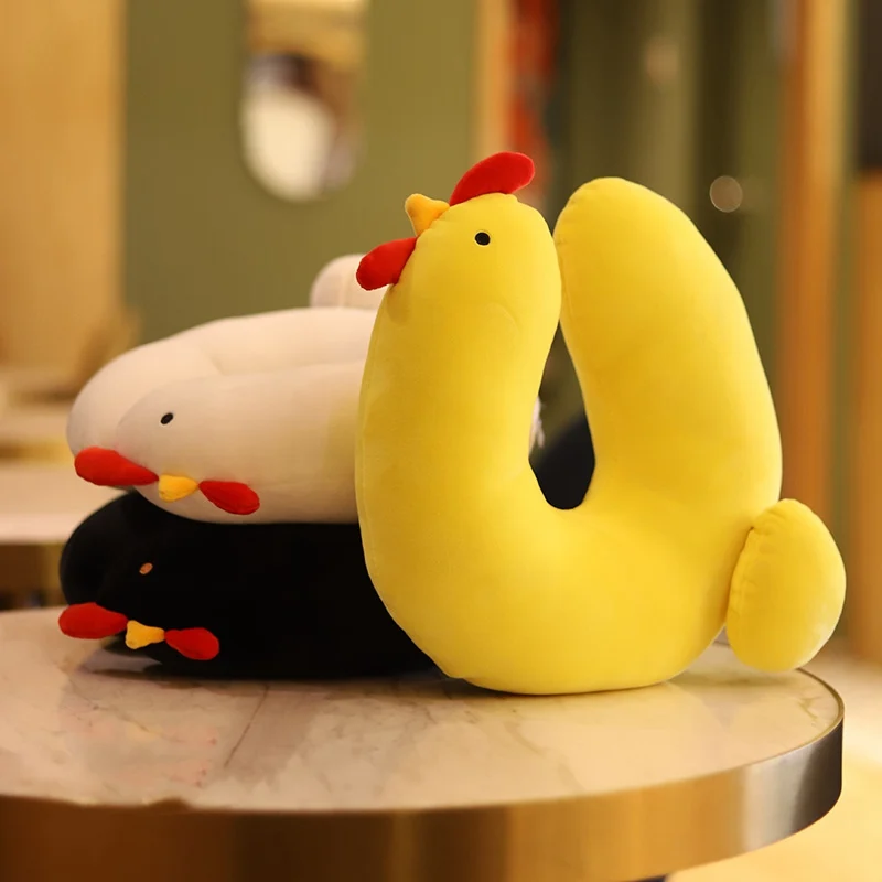 

Soft U-Shaped Plush Chickens Neck Protection Pillow Office Cushion Cute Lovely Travel Pillow Stuffed Doll For Children/Adults