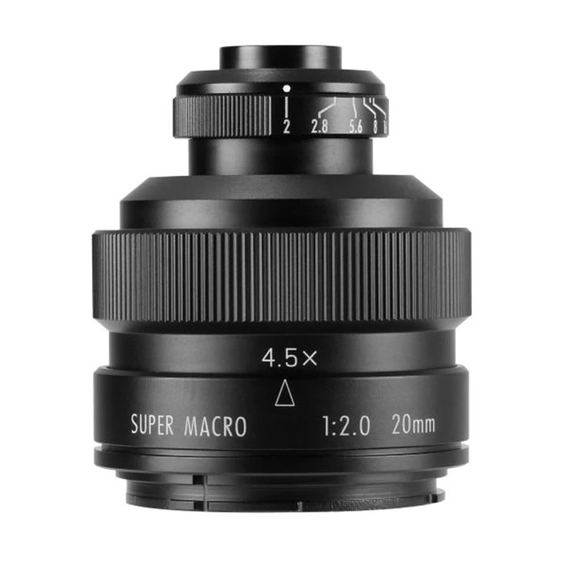 Zhongyi 20 мм f/2 4.5X супер макрообъектив для Canon EF EOS M Nikon F Sony E Pentax K M4/3 Fujifilm X Minolta A mount Macro |