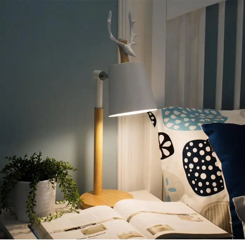 27 скандинавских рогов настольные лампы для спальни прикроватные деревянные