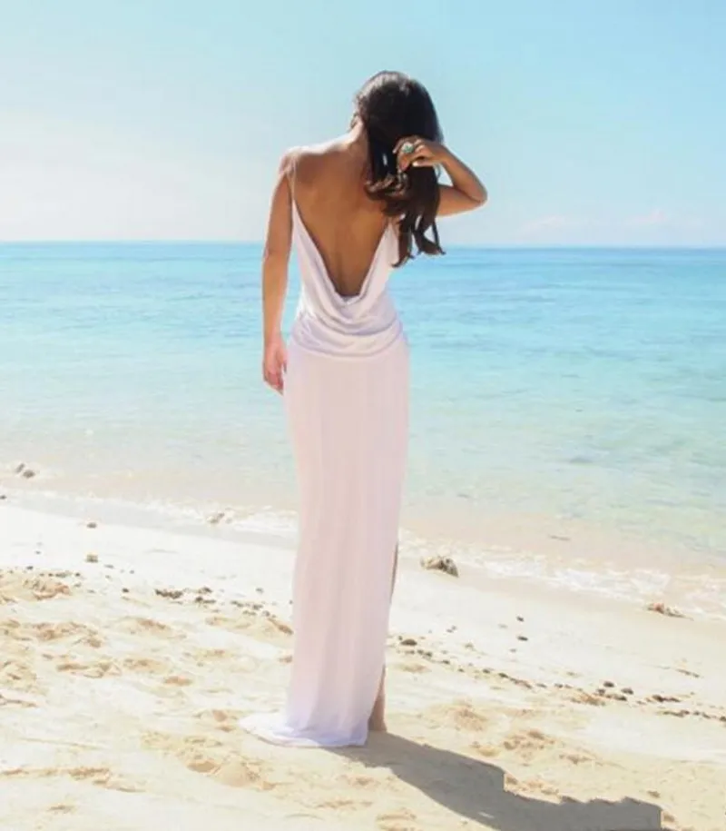 2020 сексуальное Стильное повседневное пляжное свадебное платье с открытой спиной