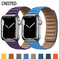 leather link for apple watch band 44mm 40mm 41mm 45mm 42mm 38mm watchband magnetic loop bracelet iwatch serie 3 4 5 se 6 7 strap