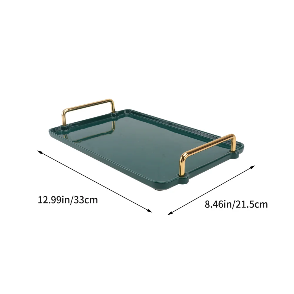 

1Pc Jewelry Key Cosmetic Storage Box Golden Handle Ceramic Tray for Home