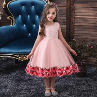 flower girl dress sleeveless flowers o neck kids birthday gowns first holy communion get together dresses