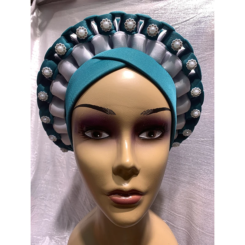 Wholesale Order 1 Dozen Newest Elegant Turban Hats Women Cap Beaded For India Hat Head Wrap Headband Girl Hair Accessories Lady