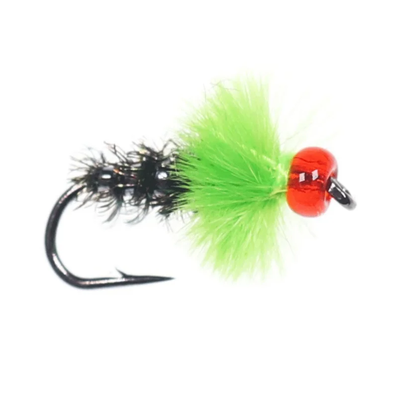 

6 шт./компл., рыболовные приманки, искусственная рыболовная приманка с медной бусиной, Нимфа, одинарный металлический зазубренный крючок, ме...