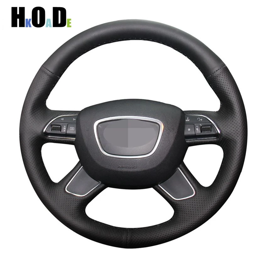

Black PU Artificial Leather Hand-stitched Car Steering Wheel Cover for Audi A4 (B8) A6 (C7) A7 A8 A8 L Allroad Q5 2013-2017 Q7