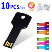 10pcslot usb 2 0 10 pcs custom logo usb pen flash drive 4gb 8gb 16gb 32gb metal drive pendrive memory stick key shape
