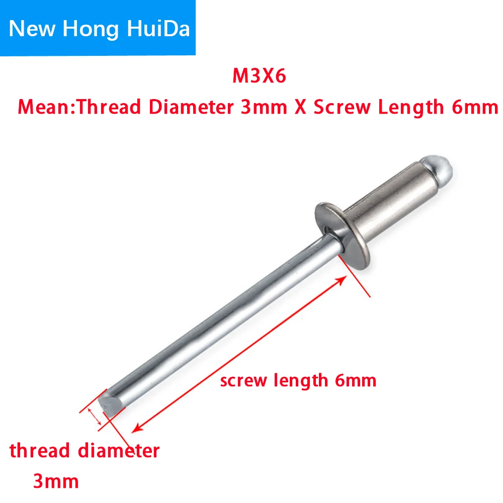 

Blind Rivet 304 Stainless Steel Mushroon Head Closed End Break Mandrel Countersunk Decorative Nail Pop Rivets M3.2 M4 M5