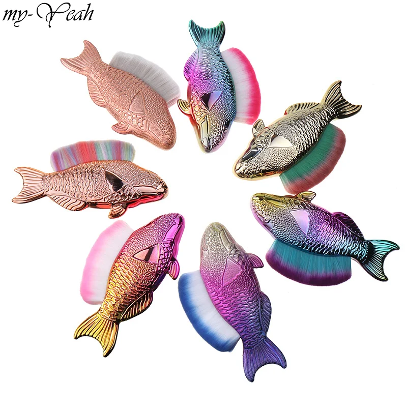 Щетка для удаления пыли в форме рыбы мягкая щетка очистки волос блестящая пудра