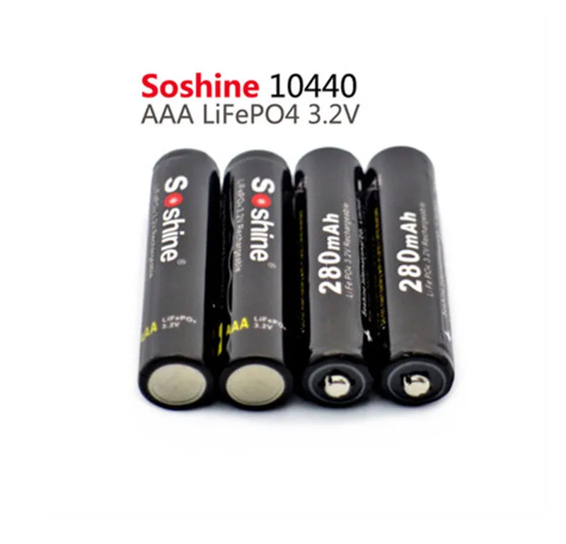 

4pcs Soshine 10440 280mAh 3.2V LiFePO4 Rechargeable AAA Battery + Portable Battery Box + 2pcs Battery Connectors