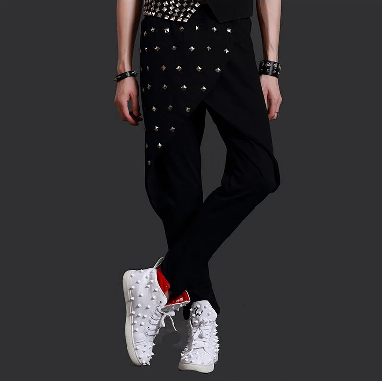 

Shipping New Free Bar Personality Men Singer Costumes Hairdresser Harun Hakama Pants Tide Nightclub Rock Scene / 27-38