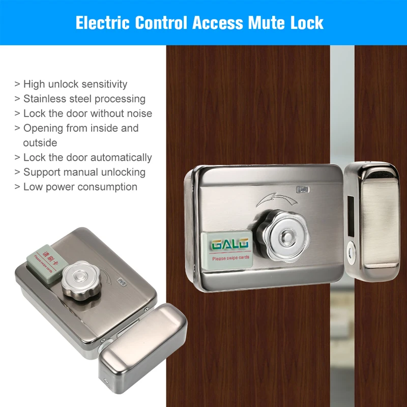 125khz tags door gate lock access control system electronic integrated rfid id reader door rim lock for intercom free global shipping