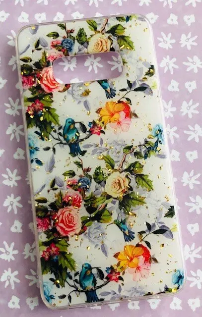 Чехол силиконовый для Samsung Galaxy S10e G970 с фольгой Розы колибри |