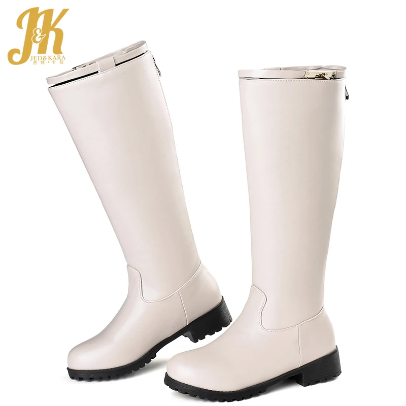 Женские мотоциклетные сапоги JK высокие до колена женская обувь на толстом