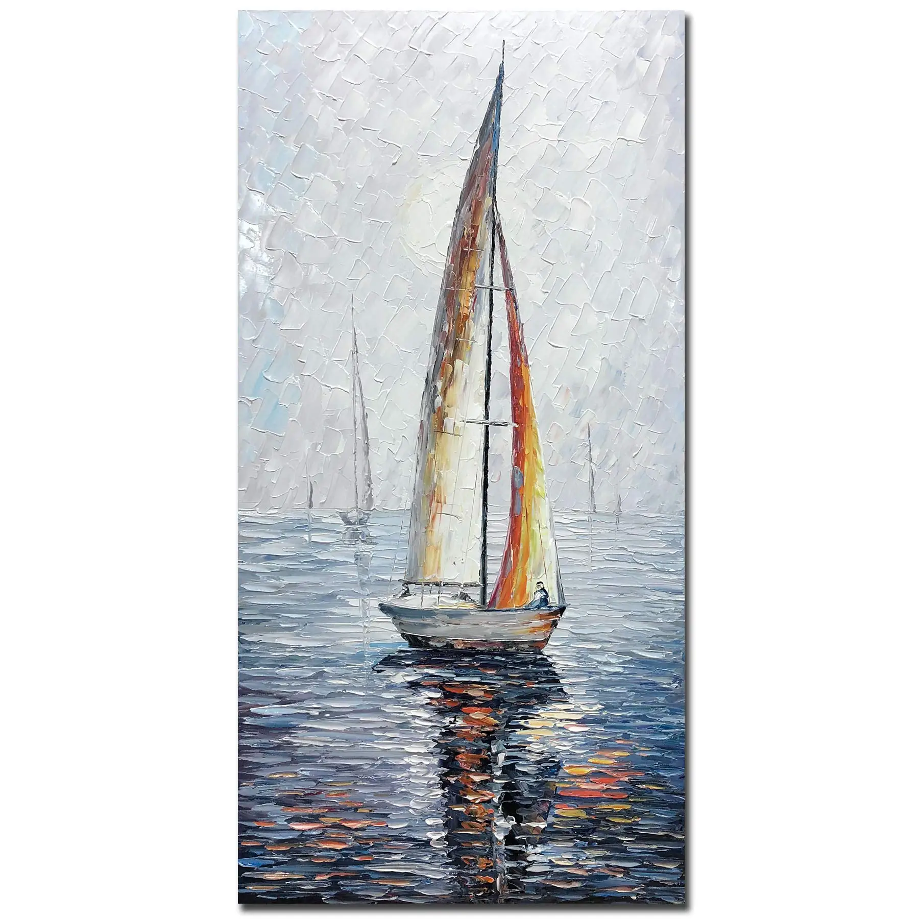 

Abstract Hand Painted Oil Paintings Sailing Boat On The Sea Canvas Wall Hang Painting Living Room Bedroom Art Home Decor No Fram