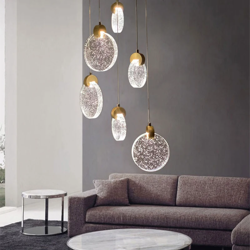 

LED Pendant Lamp Modern Delicate Crystal Chandeliers for Stairs Aisle Indoor Bedside Bedroom pendant lights Home Decors Lustre