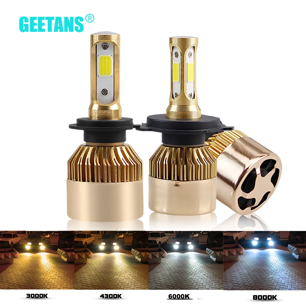 

GEETANS H7 светодиодный H4 лампы для автомобильных фар H11 H8 H9 светодиодный авто лампа 9006 HB3 9005 72 Вт 8000Lm 6000 К COB светодиодный H1 авто передняя фара лам...