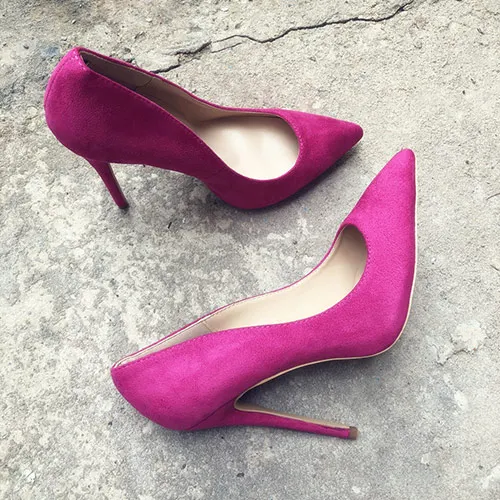 Rose 12cm Heels Veowalk/розовые женские туфли-лодочки из флока на очень высоких каблуках с острым носком; милые туфли-лодочки без застежки; туфли из органической кожи; принимаются индивидуальные заявки - Цвет: Rose 12cm Heels