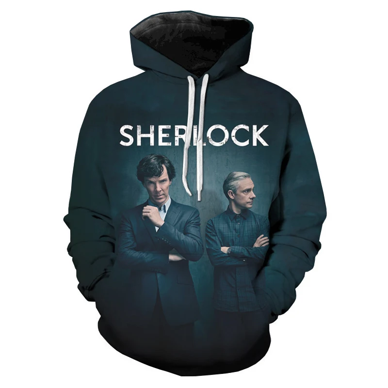 Новые толстовки с 3D принтом Sherlock для мужчин и женщин модные осенние свитшоты в