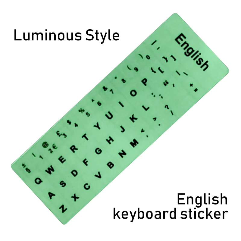 Luminous English Водонепроницаемые наклейки на клавиатуру ноутбука Испанский/английский/русский/Французский Немецкий/арабский/корейский/японский/Иврит/тайский раскладка клавиатуры - Цвет: Luminous English