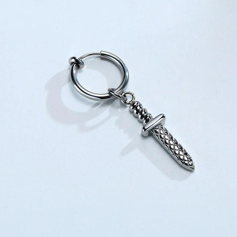 Серьги Vnox в стиле рок-панк мужские антиаллергенные металлические клипсы из