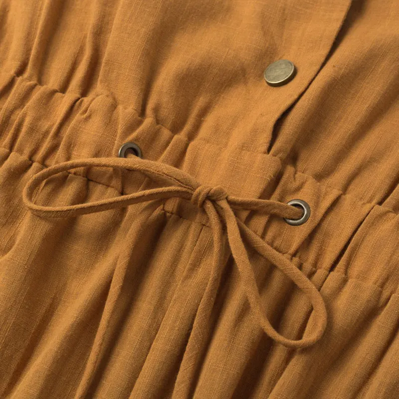 

All-Match Retro Playsuit Turn-down Elegant Office Lady Jumpsuits Polyester Collar Buttons Elastic Waist Plus Belt Half Sleeves