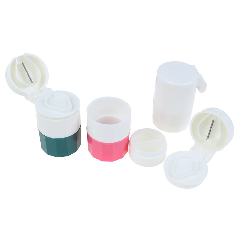 3Colors Grinder Splitter Tablet Cutter Divider Storage Case Pill Box Cutting Tablets Pill Cutter Medicine Crusher