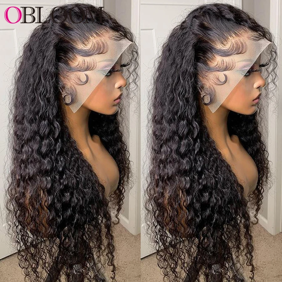 

Transparent Deep Wave Lace Frontal Wig Human Hair Wigs Kinky Curly Wig Brazilian Pre plucked Bleached Knots Wig Baby Hair