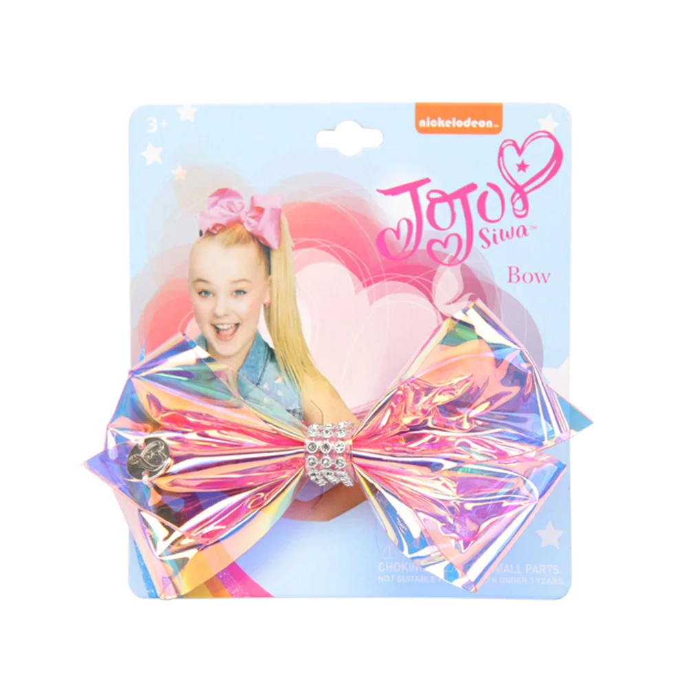 Xugar 5,5 дюймов Jojo Siwa Радужный прозрачный пластиковый бант для волос для девочек стразы заколка для волос детская заколка аксессуары для волос - Цвет: 8(5inch)
