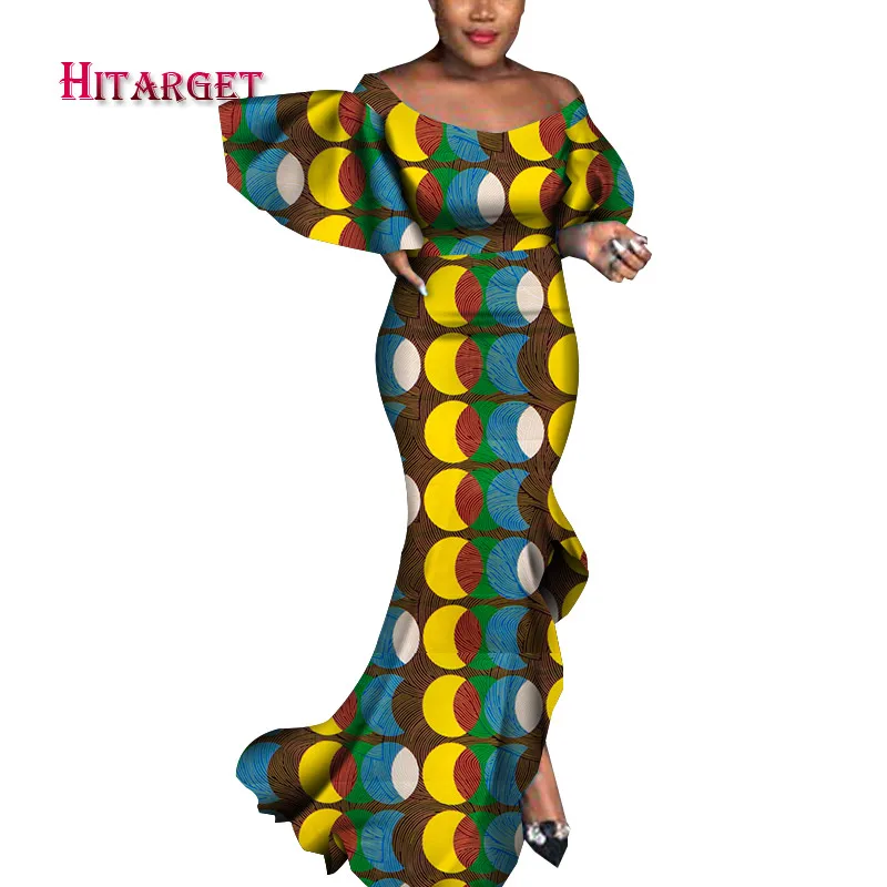 

Новинка 2020, Стильное женское платье-Русалка из Анкары, африканская одежда с оборками на рукавах, длинные женские платья-Макси большого разм...