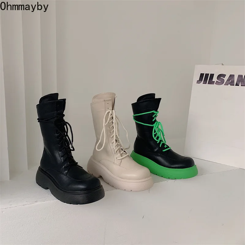 

Women Motorcycle Ankle Boots 2021 Fashion Female Round Toe Flats Female Lace Up Shoes Autumn Winter Ladies Modern Short Boots