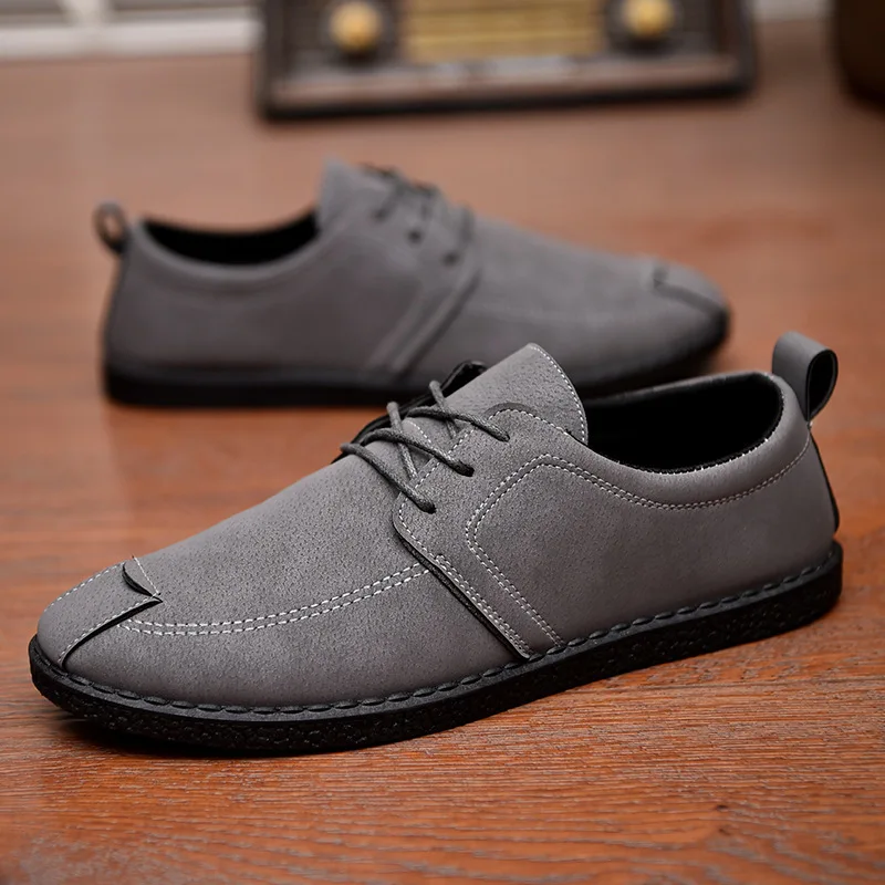 Кроссовки мужские из натуральной кожи матовые повседневные лоферы в стиле ретро