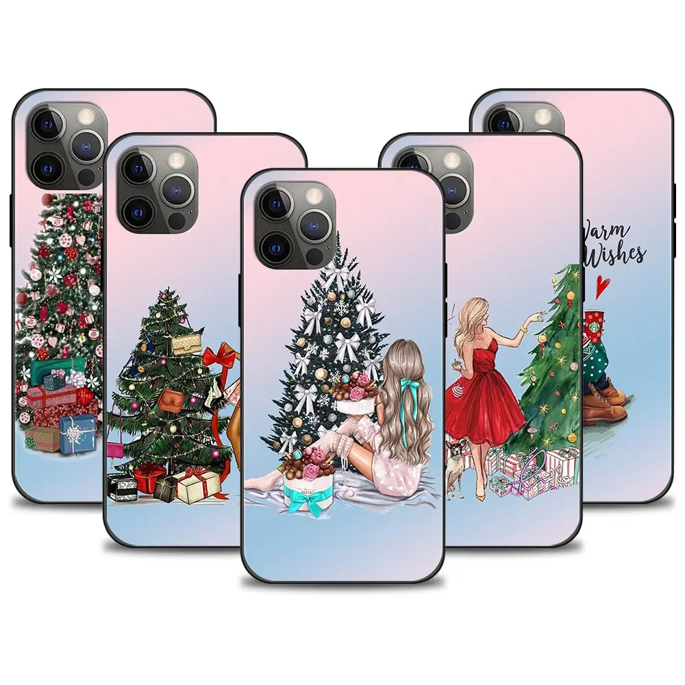 

New Year Merry Christmas Phone Case for Apple iPhone 11 12 Pro 7 8 Plus 6 6 S X XS Max XR SE 2020 iPhone 11 Silicone Cover Coque