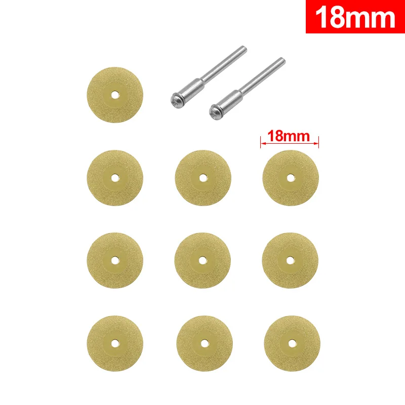 18mm 12pcs 12 шт. 1 Набор 16-60 мм Алмазная Пила дисковая режущий диск роторный инструмент титановое покрытие Алмазная режущий диск - Цвет: 18mm 12pcs