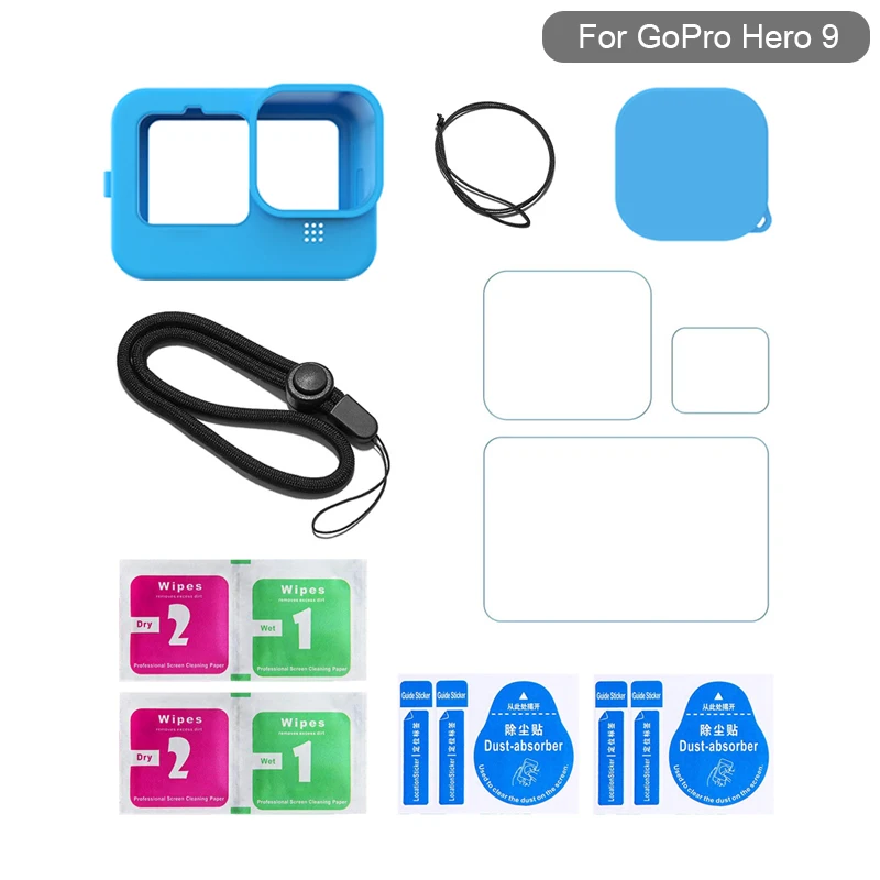 Silicone Case for GoPro Hero 10/9 Black Tempered Glass LCD Screen Protector Protective Film Go Pro 9/10 Action Camera Accessory
