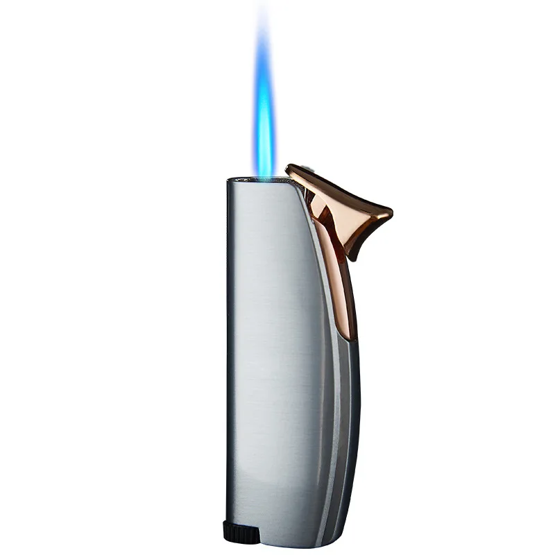 

Metal Windproof Gas Lighter Semi-Circular Arc Shape Cigarette Lighter Blue Flame Spray Gun Torch Cigar Butane Lighter