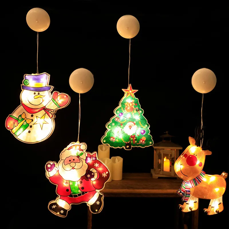 

Цветная лампа на присоске, подвесной светильник с Санта-Клаусом, праздничное украшение для атмосферы, Рождественское украшение для комнаты...