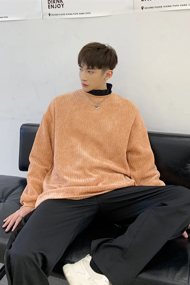 

Korean Style Sweatshirt Casual Loose Fashion Oversized Hip Hop Crewneck Aesthetic Sweatshirt Ropa Hombre Men's Clothing DB60WY