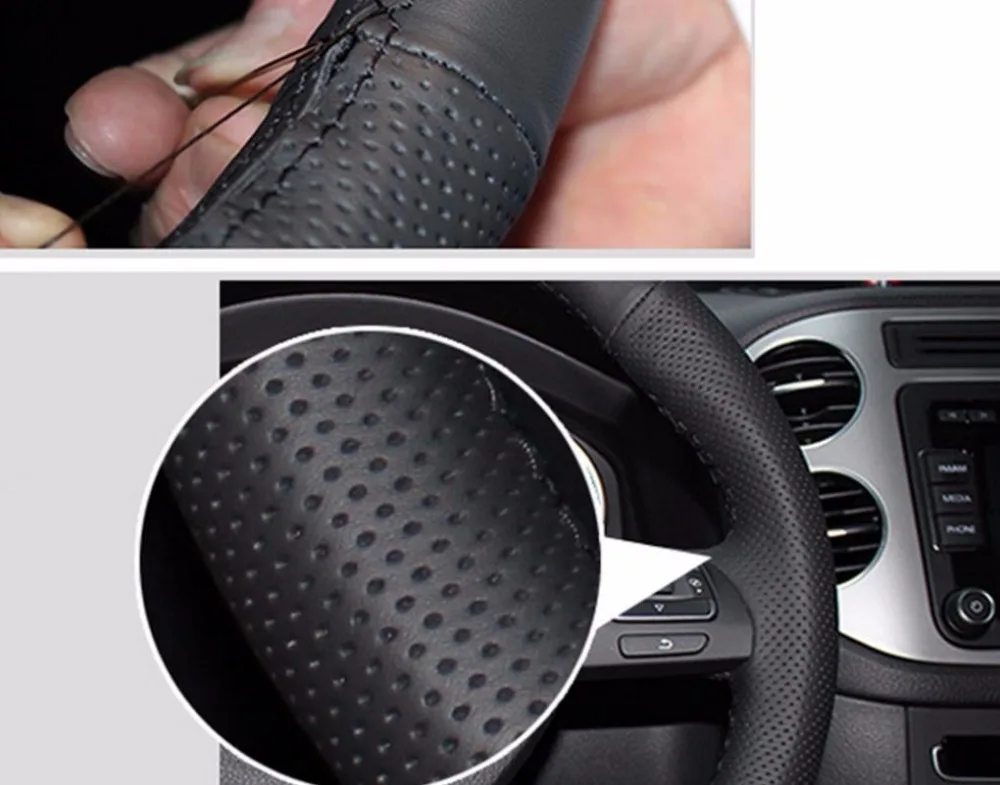 Швейные натуральная кожа Автомобильный руль крышка автомобильные аксессуары