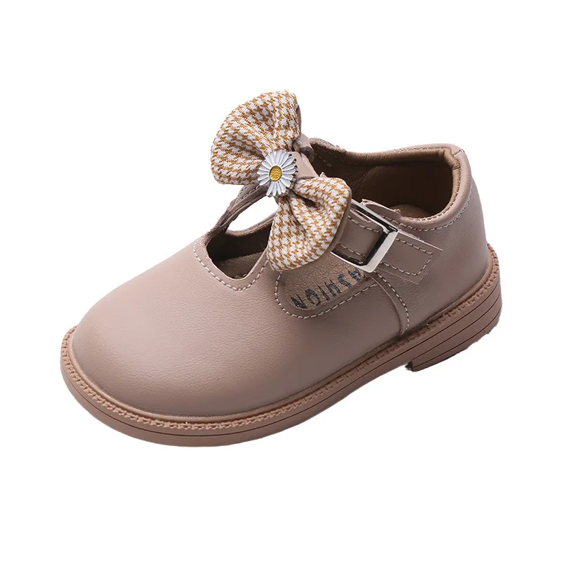 

Girls Casual Leather Shoes Toddlers Little Kids Flats Bow-knot with Daisy Flowers Children Sneakers Spring Autumn Princess 21-30